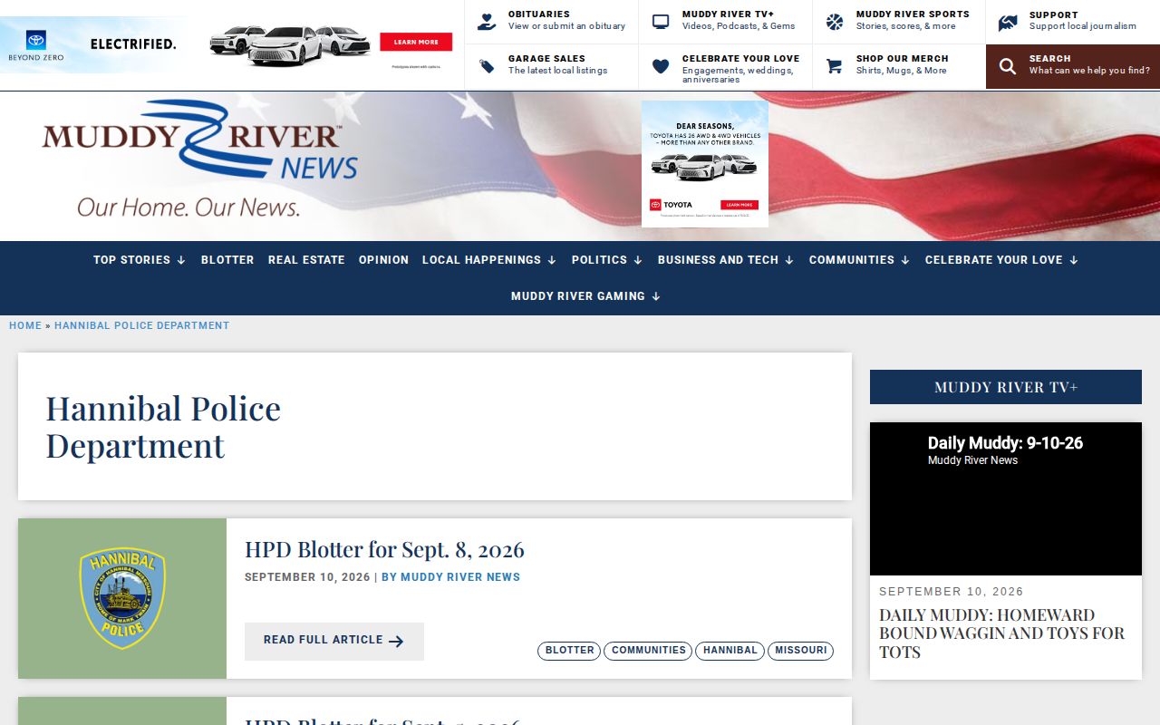Muddy River News Hannibal Police Department blotter archive