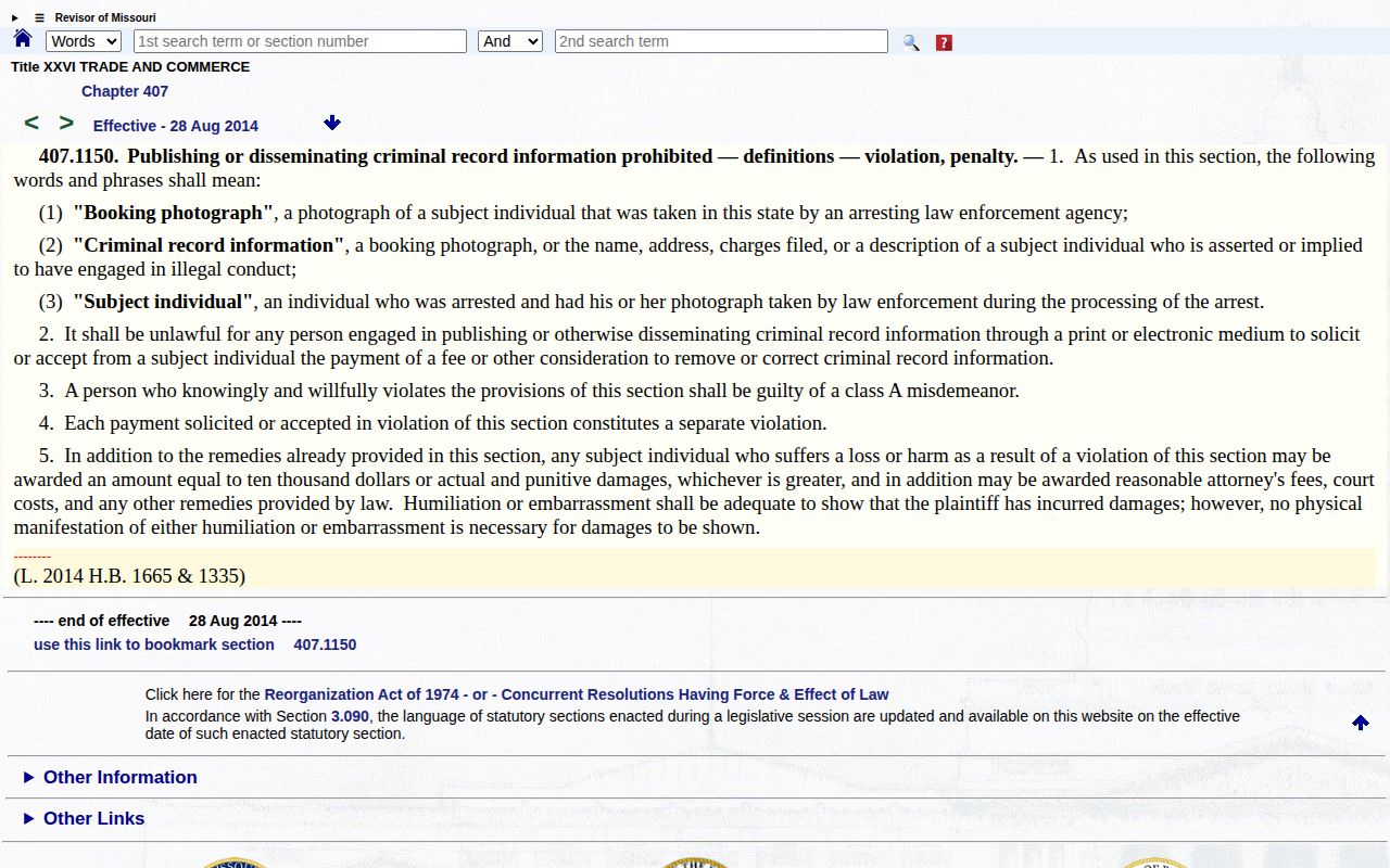 Missouri statute 407.1150 anti-pay-to-remove law page